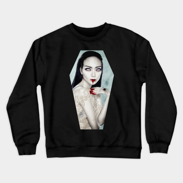 Black Widow Crewneck Sweatshirt by VictoriaObscure